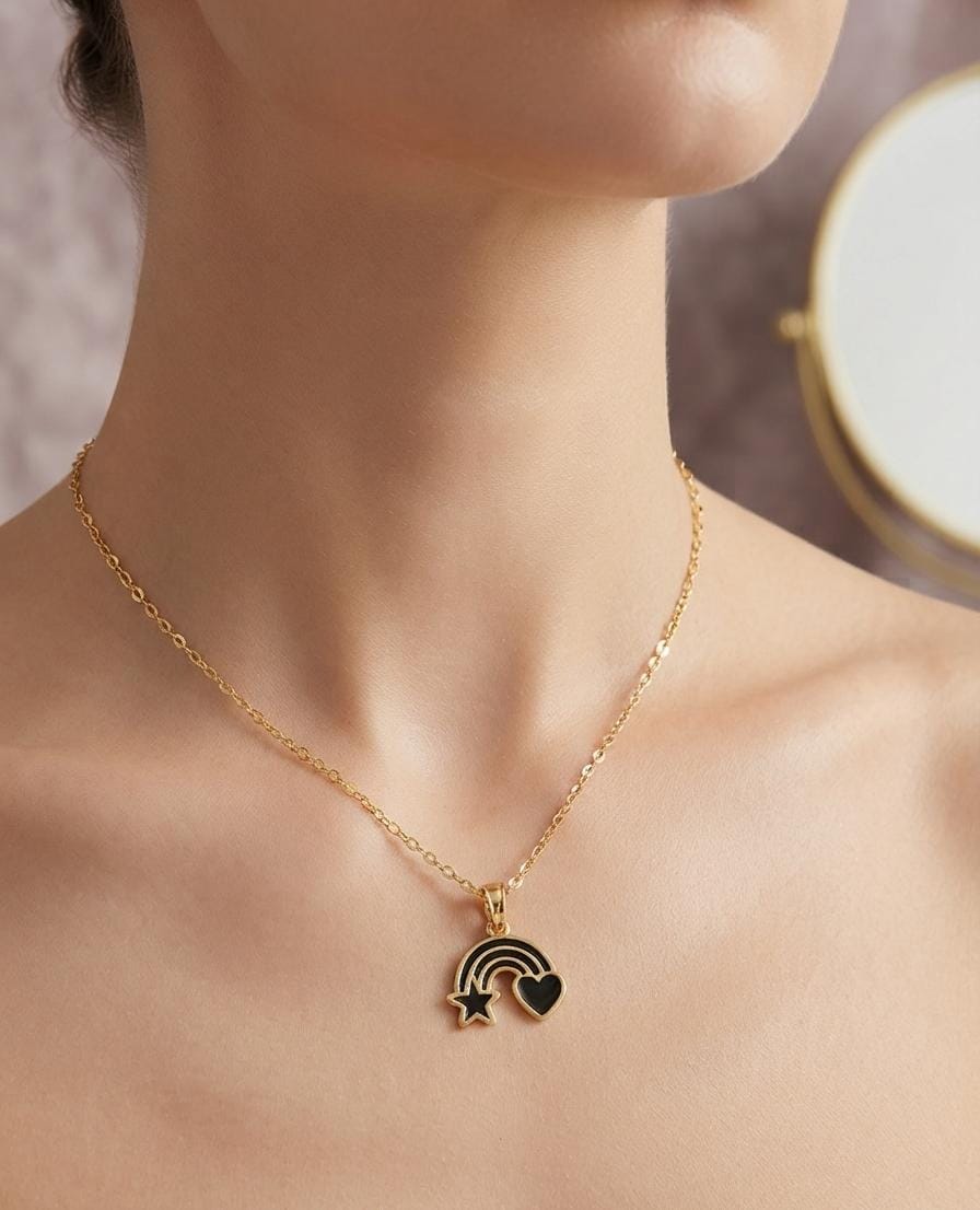 Anti Tarnish Women Star Heart Rainbow Necklace