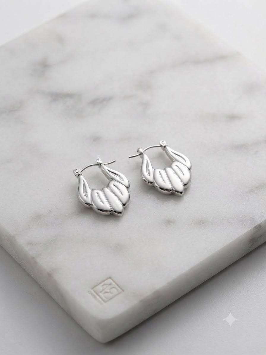 Women’s Silver Sculpted anti-tarnish hoops