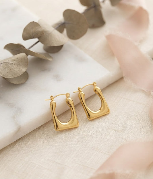 Women’s Geometric Square anti-tarnish hoops