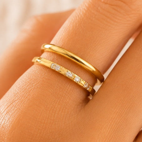Women’s Double Band Crystal anti-tarnish ring