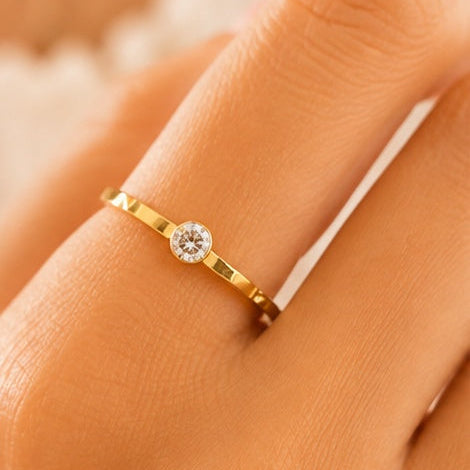 Women’s Bezel Solitaire anti-tarnish ring