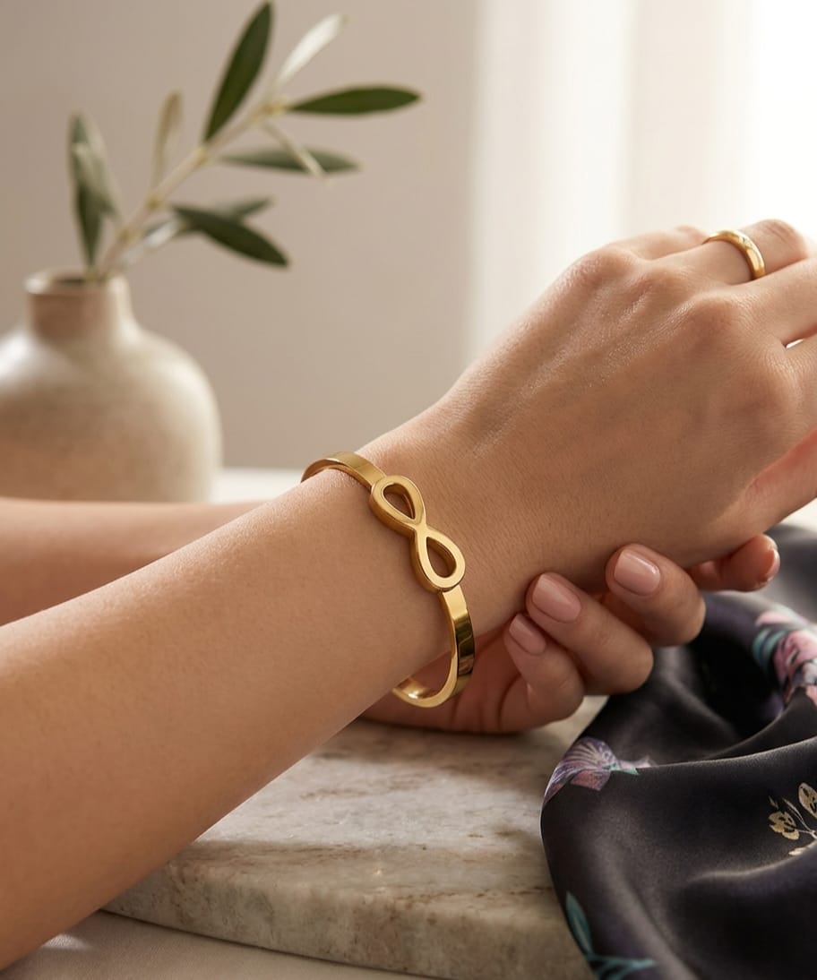 Women's gold-colour infinity kada bracelet