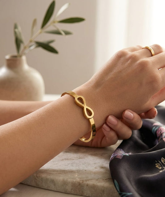 Women's gold-colour infinity kada bracelet