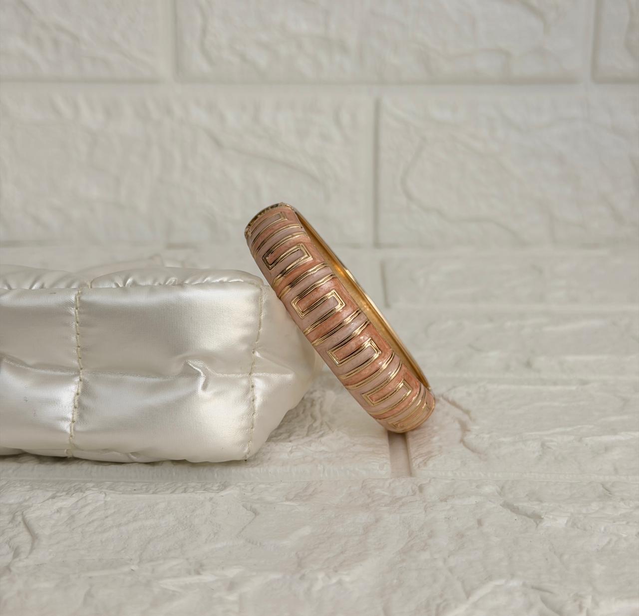 Zoya Greek Key Enamel Kada - Blush Rose