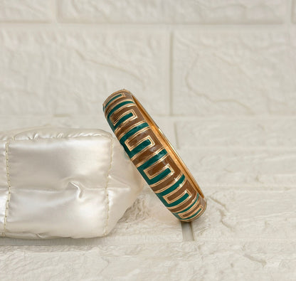 Zoya Greek Key Enamel Kada - Emerald Taupe