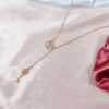 Stainless Steel Rose Gold Seashell Stone Lock and Key Delicate Necklace