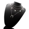 Moon Coin Charm Four Layered Necklace (Silver )