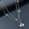 N18 – Stainless Steel Silver Evil Eye Layered Necklace