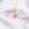 Beautiful Butterfly Pendant Necklace (Dark Pink)