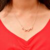 Stainless Steel Two Way Heart With Diamond And Clove Necklace (Rosegold)