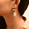 NE 1 13.9- Folden Metal Pearl Drop Earrings