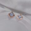 NE 1 21.3 – Stainless Steel Square Diamond Stud Earrings
