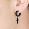 Black Cross Earring Pierced Pair (Unisex)