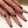 SN -21 Nude Black Tips Nails