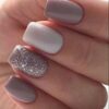 SN -58 Purplish Grey White Glitter Nails