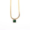 Stainless Steel Sassy Sleek Chain With Green Stone