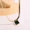 Stainless Steel Emerald Sleek Chain Necklace