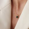 Stainless Steel Minimal Green Stone Necklace