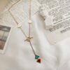 Stainless Steel Triangle Stone Interlock Necklace