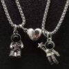 Astronaut Couple Magnet Heart Necklace