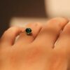 Golden Adjustable Circle Solitaire Emerald Ring