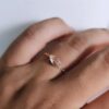 Golden Adjustable Oval Solitaire Pink Ring