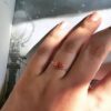 Golden Adjustable Oval Solitaire Peach Red Ring