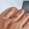 Golden Adjustable Square Solitaire Peach Red Ring