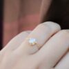 Golden Adjustable Heart Solitaire White Ring