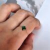 Rosegold Square Solitaire Emerald Adjustable Ring