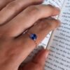 Rosegold Circle Solitaire Blue Adjustable Ring