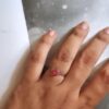 Silver Square Solitaire Ruby Adjustable Ring