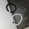 Matt Black And Marble White Beads Distance Bracelet