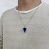 Men Blue Clear Pyramid Necklace
