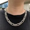 CA129 AAA Stainless Steel Silver Men Diamond Chain Necklace