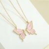 Pink Butterfly Duo Necklace (Set of 2)